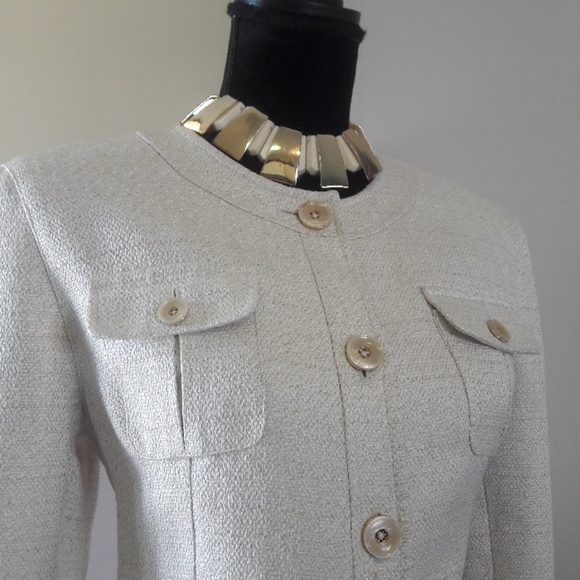 Jones New York/ Creme/Peplum Style/ Tweed Blazer - Picture 2 of 8